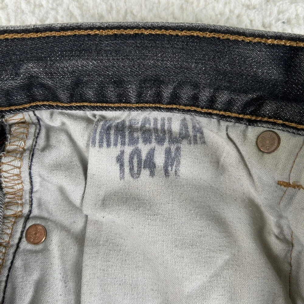 Levis 501XX Jeans Mens 31x30 Charcoal Gray Denim Straight Button Fly Irregular